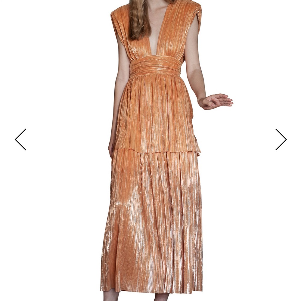 SABINA MUSAYEV Ophelia Plissé Lurex Midi Dress